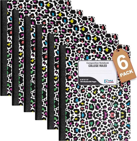 Desk & Doodle Cute Composition Notebook College Ruled: 6 Pack, Decorative Hardcover Writing Notebook With Sewn Binding, 200 Pages (100 Sheets), 9.75"x7.5", For School or Office (Dog Print) in Saudi Arabia