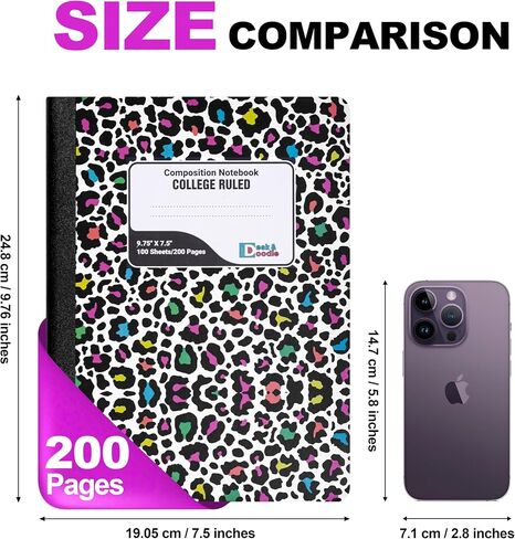 Desk & Doodle Cute Composition Notebook College Ruled: 6 Pack, Decorative Hardcover Writing Notebook With Sewn Binding, 200 Pages (100 Sheets), 9.75"x7.5", For School or Office (Dog Print) in Saudi Arabia