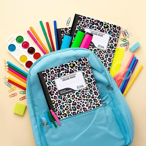 Desk & Doodle Cute Composition Notebook College Ruled: 6 Pack, Decorative Hardcover Writing Notebook With Sewn Binding, 200 Pages (100 Sheets), 9.75"x7.5", For School or Office (Dog Print) in Saudi Arabia