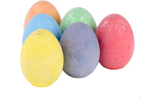 Kid Made Modern Glitter Egg Chalk - Set of 6 Vibrant Egg-Shaped Chalks for Kids - Non-Toxic, Washable, Dust-Free & Mess-Free - Fun Crafting & Drawing for Kids Ages 3+ and Beyond in Saudi Arabia