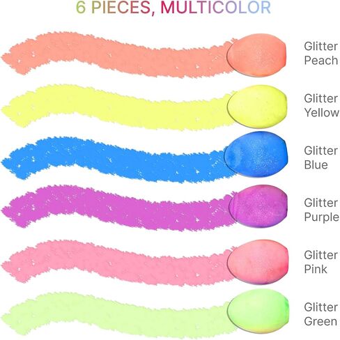 Kid Made Modern Glitter Egg Chalk - Set of 6 Vibrant Egg-Shaped Chalks for Kids - Non-Toxic, Washable, Dust-Free & Mess-Free - Fun Crafting & Drawing for Kids Ages 3+ and Beyond in Saudi Arabia
