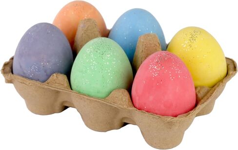 Kid Made Modern Glitter Egg Chalk - Set of 6 Vibrant Egg-Shaped Chalks for Kids - Non-Toxic, Washable, Dust-Free & Mess-Free - Fun Crafting & Drawing for Kids Ages 3+ and Beyond in Saudi Arabia