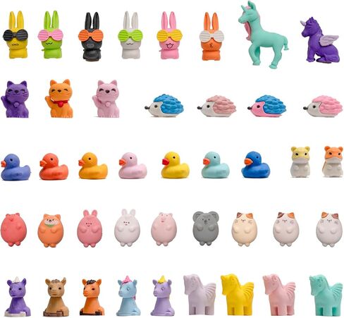 30Pcs 3D Animal Erasers for Kids, All are Animal Styles, Random Desktop Pets Toys Gifts, Mini Puzzle Classroom Rewards, Kids Party Favors Back to School Supplies in Kuwait