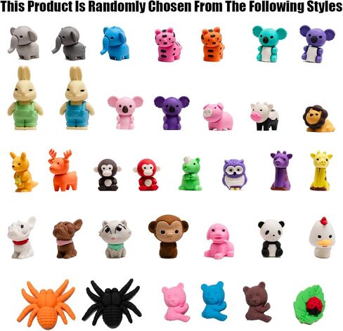 30Pcs 3D Animal Erasers for Kids, All are Animal Styles, Random Desktop Pets Toys Gifts, Mini Puzzle Classroom Rewards, Kids Party Favors Back to School Supplies in Kuwait