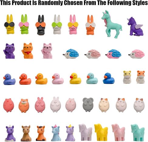 30Pcs 3D Animal Erasers for Kids, All are Animal Styles, Random Desktop Pets Toys Gifts, Mini Puzzle Classroom Rewards, Kids Party Favors Back to School Supplies in Kuwait