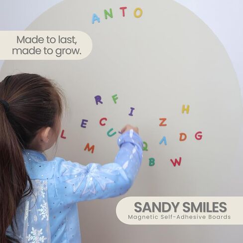 Kids Magnetic Arch Chalkboard Decal 30 × 45 in – Peel-and-Stick Learning Board w/Magnetic Tangram & Bonus Mini Whiteboard, Mess-Free Erase, Ideal for Montessori Home & Classroom (Ivory) in Saudi Arabia