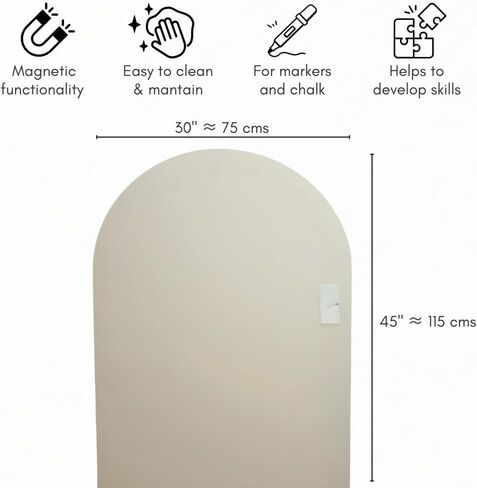 Kids Magnetic Arch Chalkboard Decal 30 × 45 in – Peel-and-Stick Learning Board w/Magnetic Tangram & Bonus Mini Whiteboard, Mess-Free Erase, Ideal for Montessori Home & Classroom (Ivory) in Saudi Arabia