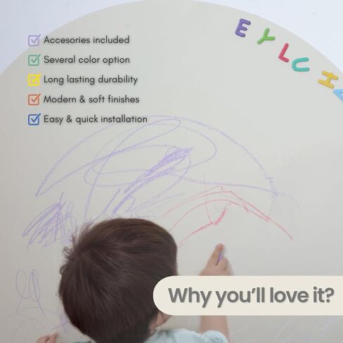 Kids Magnetic Arch Chalkboard Decal 30 × 45 in – Peel-and-Stick Learning Board w/Magnetic Tangram & Bonus Mini Whiteboard, Mess-Free Erase, Ideal for Montessori Home & Classroom (Ivory) in Saudi Arabia