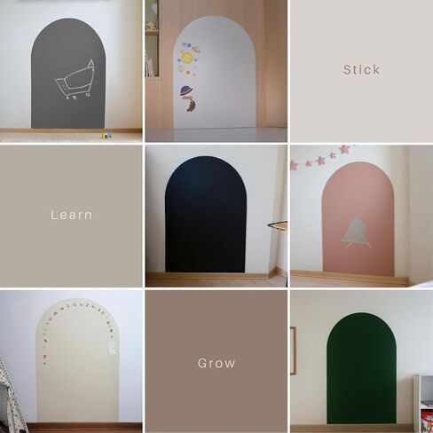 Kids Magnetic Arch Chalkboard Decal 30 × 45 in – Peel-and-Stick Learning Board w/Magnetic Tangram & Bonus Mini Whiteboard, Mess-Free Erase, Ideal for Montessori Home & Classroom (Ivory) in Saudi Arabia