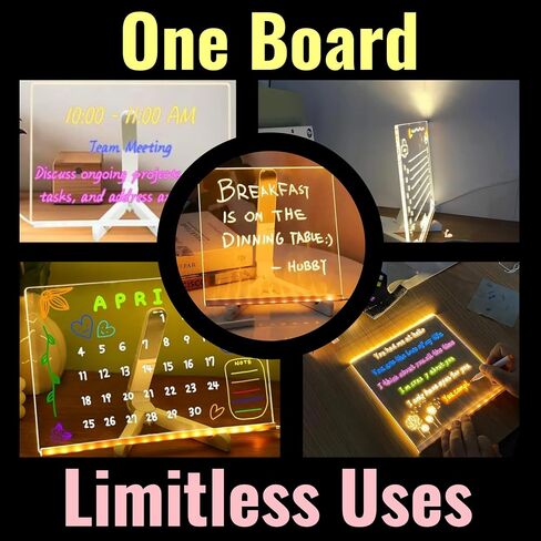 Acrylic Dry Erase LED Board–Clear Lighted Doodle Board–Rewritable Glow Easel Digital Chore Board–Children's Note Board–Acrylic Message Board with Stand–Luminous Writing Tablet in Saudi Arabia