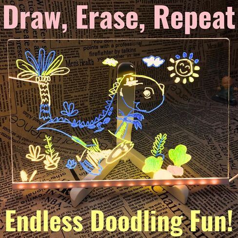 Acrylic Dry Erase LED Board–Clear Lighted Doodle Board–Rewritable Glow Easel Digital Chore Board–Children's Note Board–Acrylic Message Board with Stand–Luminous Writing Tablet in Saudi Arabia