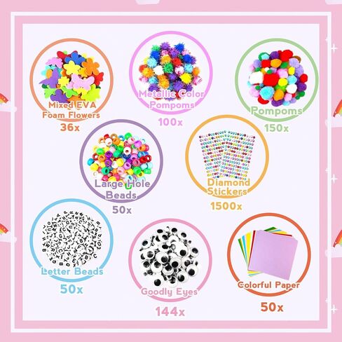 Arts and Crafts Supplies for Kids Crafts Kit with Pipe Cleaners DIY Crafts for Kids Art School Supplies Materials All in Crafting Box Craft Supply Set Gifts for Kid Girls Boys Age 4-8, 8-12 in Kuwait