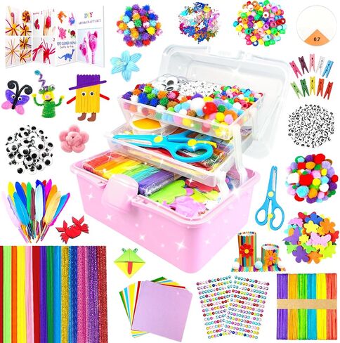 3000 Arts and Crafts Supplies for Kids Craft Kit Craft Box with Pipe Cleaners Arts and Crafts for Kids Age 4-6, 6-8, 8-12 DIY School Supplies Materials Set Toys Gifts for Girls Boys Toddlers, Purple in Kuwait