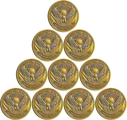 إشعياء 40:31 Eagle Challenge Coin - إلهام سوف يرتفعون على أجنحة مثل Eagles Coin مع حالة الحماية in Saudi Arabia