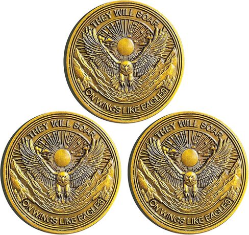 إشعياء 40:31 Eagle Challenge Coin - إلهام سوف يرتفعون على أجنحة مثل Eagles Coin مع حالة الحماية in Saudi Arabia
