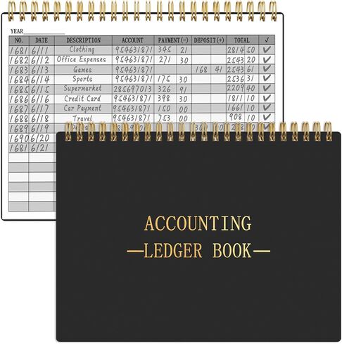 HAUTOCO Accounting Ledger Book A5 Ledger Books for Small Business Bookkeeping Expense Tracker Notebook for Home Budget Tracking Personal Finance Log Journal 8.3 x 6.2'', Black in Saudi Arabia