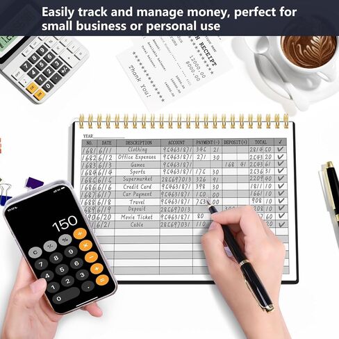 HAUTOCO Accounting Ledger Book A5 Ledger Books for Small Business Bookkeeping Expense Tracker Notebook for Home Budget Tracking Personal Finance Log Journal 8.3 x 6.2'', Black in Saudi Arabia