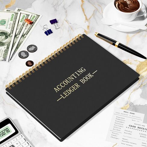 HAUTOCO Accounting Ledger Book A5 Ledger Books for Small Business Bookkeeping Expense Tracker Notebook for Home Budget Tracking Personal Finance Log Journal 8.3 x 6.2'', Black in Saudi Arabia