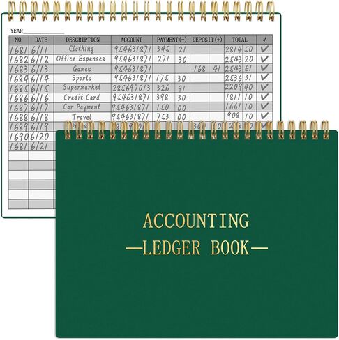 HAUTOCO Accounting Ledger Book A5 Ledger Books for Small Business Bookkeeping Expense Tracker Notebook for Home Budget Tracking Personal Finance Log Journal 8.3 x 6.2'', Black in Saudi Arabia