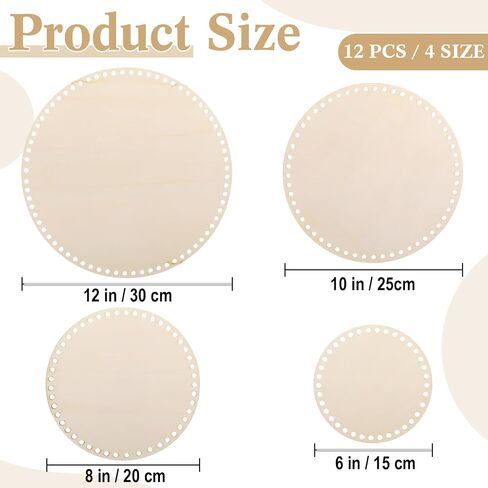 Fanfanwin 12 Pcs Wooden Basket Bottom Crochet Basket Base Unfinished Wood Knitting Base for DIY Craft Weaving Making Supplies(6 Inches) in Kuwait