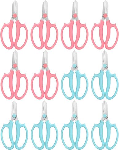 Flower Scissors - Stainless Steel Floral Scissors, Florist Cutters for Stems, Garden Plant Shears for Fresh Flowers (Blue, Pink) (12 PCS) in Kuwait