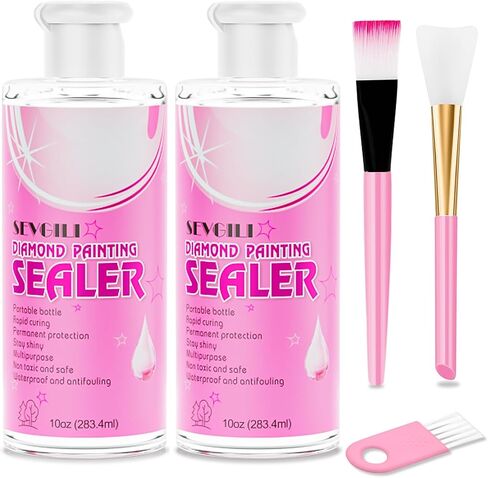 sevgili Diamond Painting Sealer Kits 120ML with Brushes, Diamond Art Sealer Puzzle Glue Diamond Painting Accessories and Tools for Adults (4OZ) in Kuwait