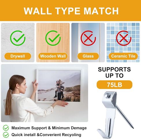 شماعات صور Kurui ، 385pcs صورة معلقة مع السنانير الشاقة معلقة ، Sawtooth ، أظافر الأجهزة وأداة تعليق الصور ، شماعات الجدار للإطار ، الرسم ، الفن ، الصورة (أسود) in Kuwait