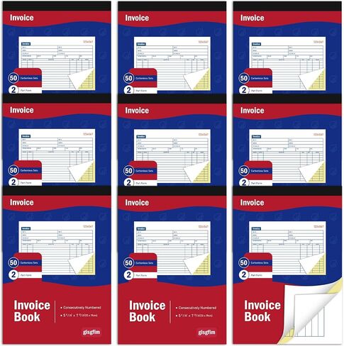 gisgfim 3 Pads Invoice Book for Small Business Invoice Receipt Book 2-Part Carbonless Invoices Work Order Receipt Book with Invoice Sheets 5-3/25 x 7-12/25 Inch Consecutively Numbered 50 Sets per Book in Saudi Arabia