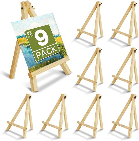 CONDA 9 Pack 9 Inch Wood Easels, Easel Stand for Painting Canvases, Art, and Crafts,Tripod,Painting Party Easel,Kids Student Tabletop Easels for Painting,Portable A-Frame Tripod Tabletop Easel Set in Saudi Arabia