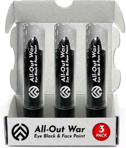 All-Out War 3 Pack Sports Eye Black Stick, Dark Black Face Paint for Baseball, Football, Lacrosse, Softball, Soccer, Hockey in Kuwait