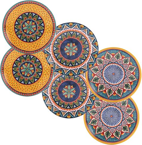 Bico Tunisian 6 inch Ceramic Plain Appetizer Plate, Set of 6, for Salad, Appetizer, Snacks, Microwave & Dishwasher Safe in Saudi Arabia