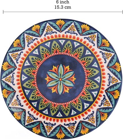 Bico Tunisian 6 inch Ceramic Plain Appetizer Plate, Set of 6, for Salad, Appetizer, Snacks, Microwave & Dishwasher Safe in Saudi Arabia