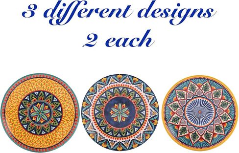 Bico Tunisian 6 inch Ceramic Plain Appetizer Plate, Set of 6, for Salad, Appetizer, Snacks, Microwave & Dishwasher Safe in Saudi Arabia