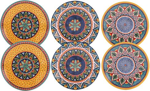 Bico Tunisian 6 inch Ceramic Plain Appetizer Plate, Set of 6, for Salad, Appetizer, Snacks, Microwave & Dishwasher Safe in Saudi Arabia