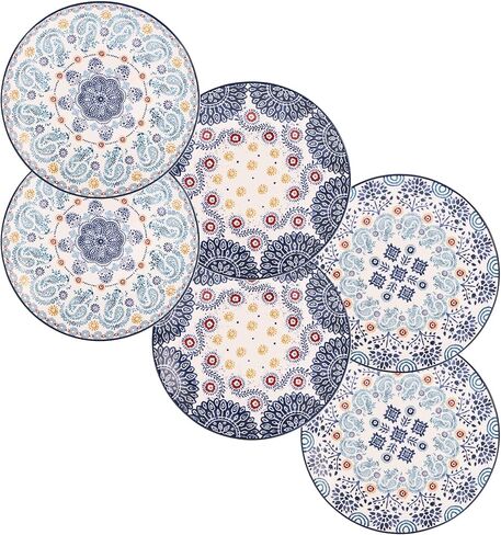 Bico Tunisian 6 inch Ceramic Plain Appetizer Plate, Set of 6, for Salad, Appetizer, Snacks, Microwave & Dishwasher Safe in Saudi Arabia