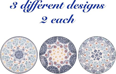 Bico Tunisian 6 inch Ceramic Plain Appetizer Plate, Set of 6, for Salad, Appetizer, Snacks, Microwave & Dishwasher Safe in Saudi Arabia