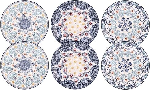 Bico Tunisian 6 inch Ceramic Plain Appetizer Plate, Set of 6, for Salad, Appetizer, Snacks, Microwave & Dishwasher Safe in Saudi Arabia