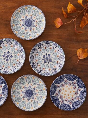 Bico Tunisian 6 inch Ceramic Plain Appetizer Plate, Set of 6, for Salad, Appetizer, Snacks, Microwave & Dishwasher Safe in Saudi Arabia