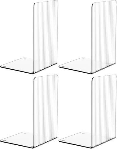 Acrylic Bookends,6 Pcs Book Ends for Shelves,Transparent Kids Book Holder With Non-Slip Mats for Desk Library Office School,Bookshelf Accessories Stands Decorative,for Heavy Duty Books,Vinyl Record,CD in Saudi Arabia