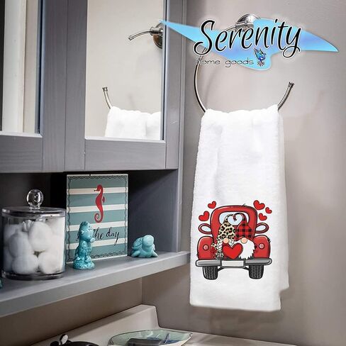 Decorative Kitchen and Bath Hand Towel | Valentine Adorable Cute Stuffed Love Monkey | Winter Valentine's Day Themed | White Home Decor Bathe Tea Decorations | House Warming Gift Present in Saudi Arabia