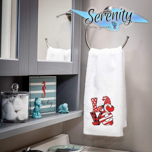 Decorative Kitchen and Bath Hand Towel | Valentine Adorable Cute Stuffed Love Monkey | Winter Valentine's Day Themed | White Home Decor Bathe Tea Decorations | House Warming Gift Present in Saudi Arabia