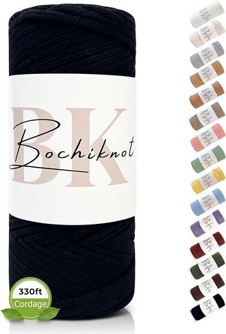 BOCHIKNOT Braided Macrame Cord 4mm x 109yds - Rope for Macrame Wall Hanging Plant Hanger - 4mm Braided Macrame Cord - Cotton Macrame Cord for Crafts (Buttermilk) in Kuwait