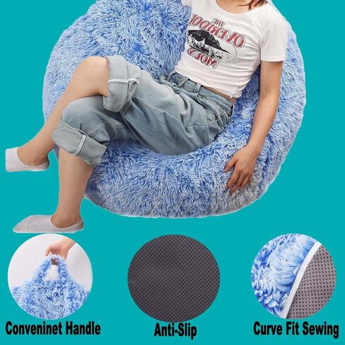 Fluffy Stuffed Animal Storage Bean Bag Chair Cover (No Filler), Faux Fur Comfy Bean Bag Cover for Organizing Plush Toys or Textile, for Adults Teens Kids Girls, Gray in Saudi Arabia