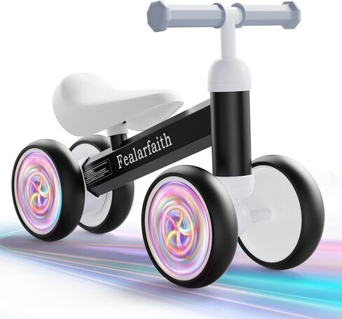 Colorful Lighting Baby Balance Bike Toys for 1 Year Old Boy Girl, 10-24 Month Toddler Balance Bike, No Pedal 4 Silence Wheels & Soft Seat Pre-School First Riding on Toys, 1st Birthday Gifts in Saudi Arabia