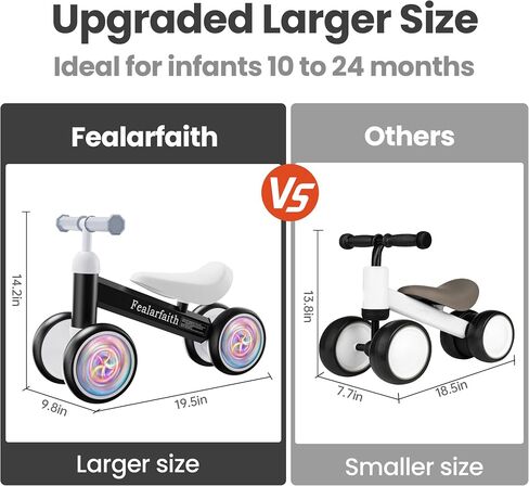 Colorful Lighting Baby Balance Bike Toys for 1 Year Old Boy Girl, 10-24 Month Toddler Balance Bike, No Pedal 4 Silence Wheels & Soft Seat Pre-School First Riding on Toys, 1st Birthday Gifts in Saudi Arabia