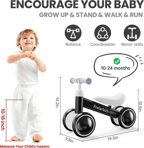 Colorful Lighting Baby Balance Bike Toys for 1 Year Old Boy Girl, 10-24 Month Toddler Balance Bike, No Pedal 4 Silence Wheels & Soft Seat Pre-School First Riding on Toys, 1st Birthday Gifts in Saudi Arabia