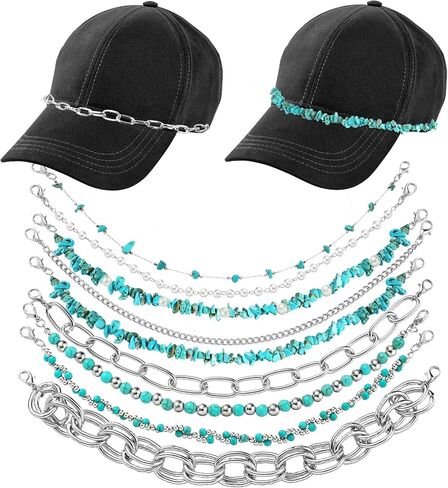 Geyoga 9 Pcs Hat Chains for Trucker Hat Charms DIY Chains for Women Men Baseball Cap Accessories in Saudi Arabia