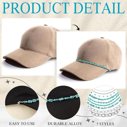 Geyoga 9 Pcs Hat Chains for Trucker Hat Charms DIY Chains for Women Men Baseball Cap Accessories in Saudi Arabia