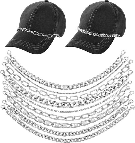 Geyoga 9 Pcs Hat Chains for Trucker Hat Charms DIY Chains for Women Men Baseball Cap Accessories in Saudi Arabia