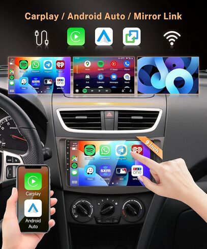 2G 32G Android Car Stereo for Suzuki Swift 2011-2017 with Wireless Apple Carplay Android Auto, Rimoody 9 Inch Touch Screen Car Radio with Bluetooth HiFi FM WiFi Mirror Link GPS Backup Camera in Saudi Arabia